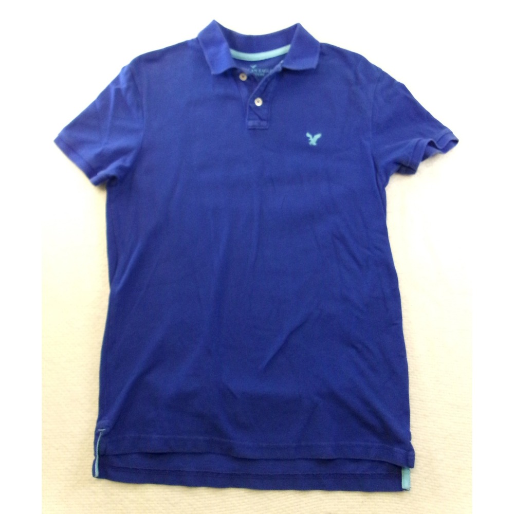 American Eagle Mens Classic Fit Blue Polo Shirt Eagle Logo 9158274900 Size M